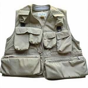 L.L. Bean Tan Utility Vest Fly Fishing Vintage Gorpcore